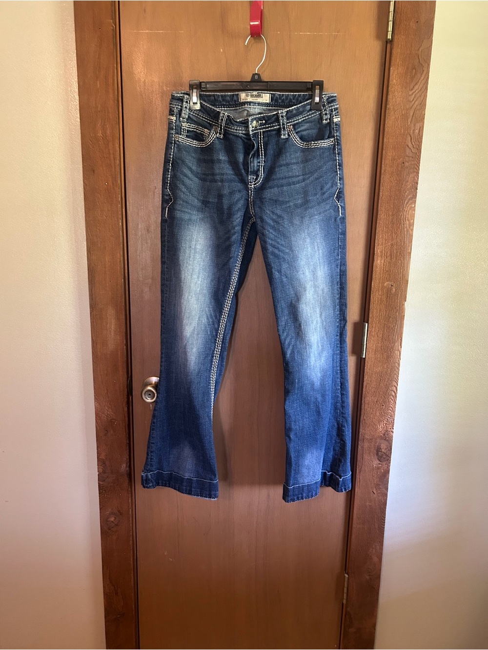 Rock & Roll Cowgirl Women's Dark Blue Wash Bootcut Jeans